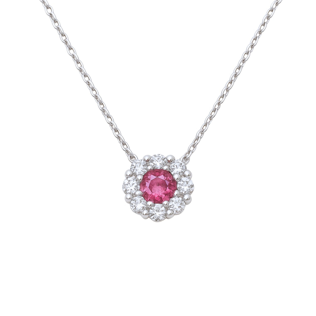 Lant Aur 14k Alb cu Rubin 0.150ct si Diamante 0.045ct