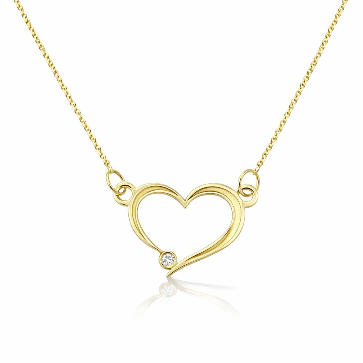 Lant Aur 14k Inima cu Diamant 0.01ct H/VS1