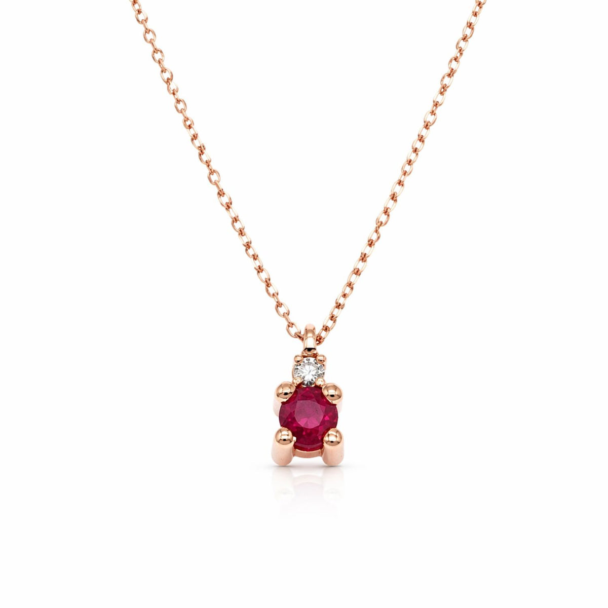 Lant Aur 14k Roz cu Rubin 0.150ct si Diamant 0.010ct