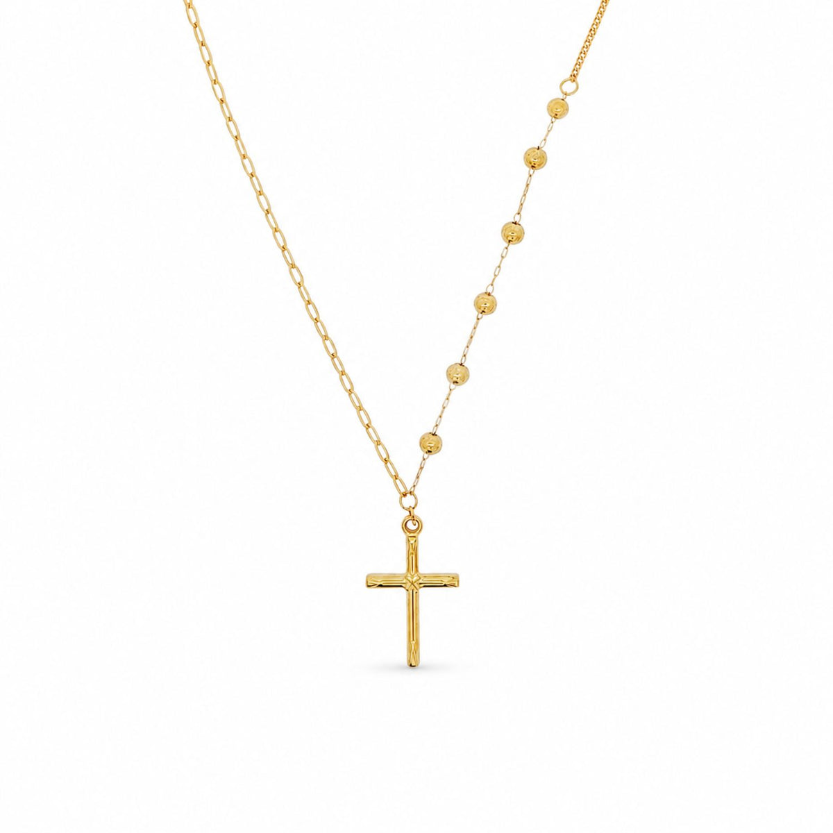 Lant Placat cu Aur 14k Cruce si Bile