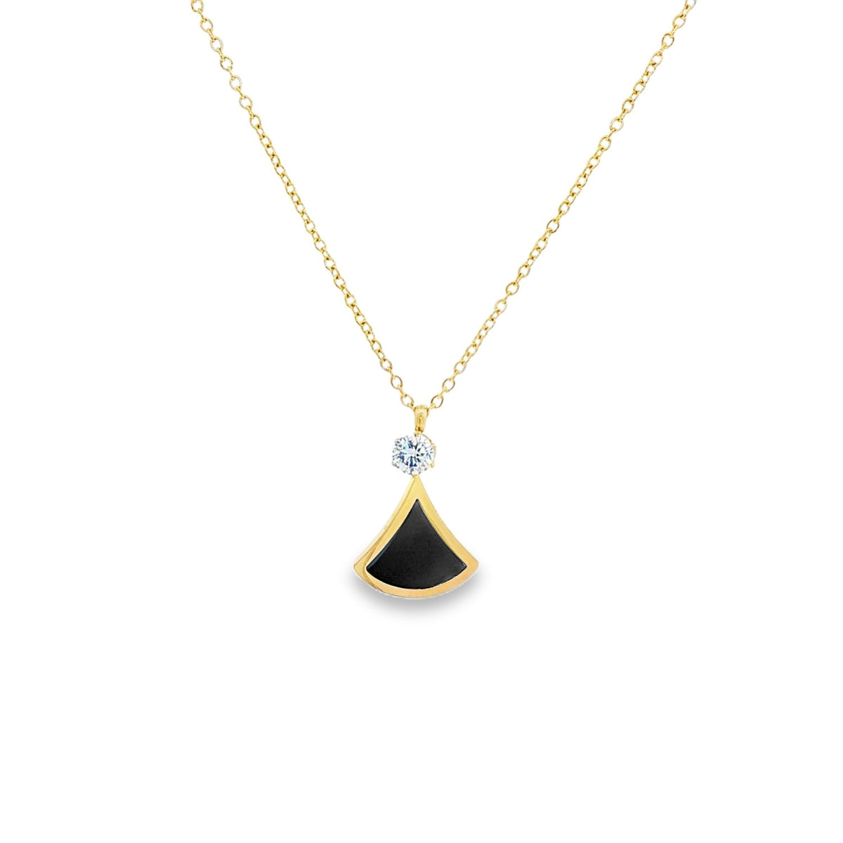 Lant Placat cu Aur 14k Lacrima cu Onix