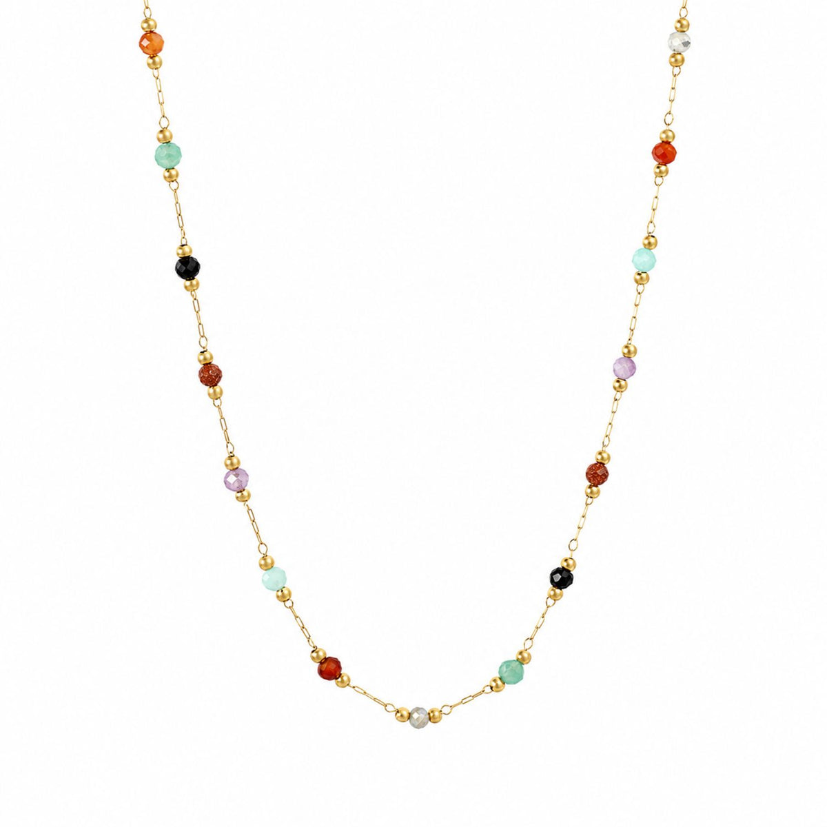 Lant Placat cu Aur 14k Summer Vibes cu Pietre Multicolore