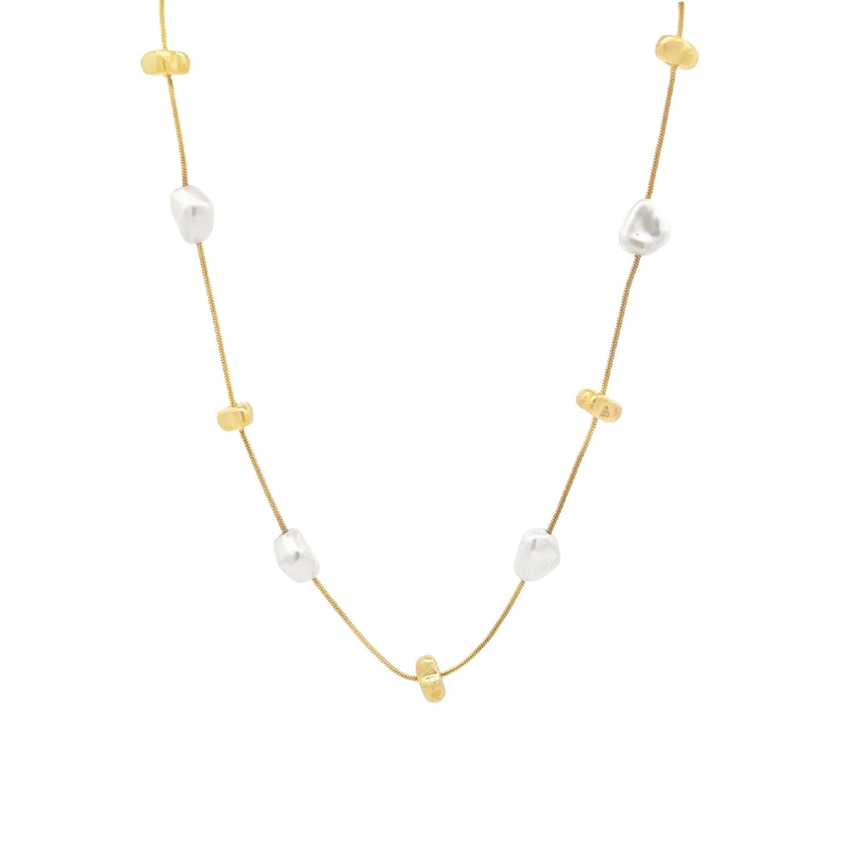 Lant Placat cu Aur 18k Melted Gold Pearls