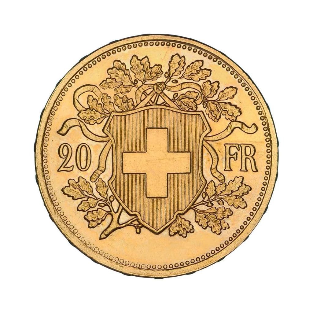 Moneda Aur 20 Swiss Francs Helvetia