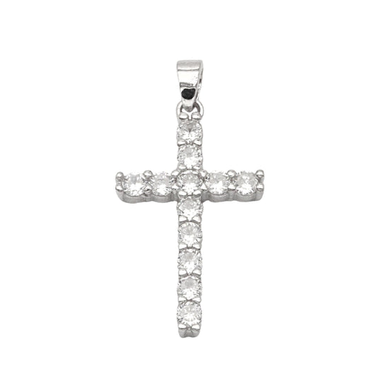Pandantiv Argint Modern Cross cu Pietre Zirconia