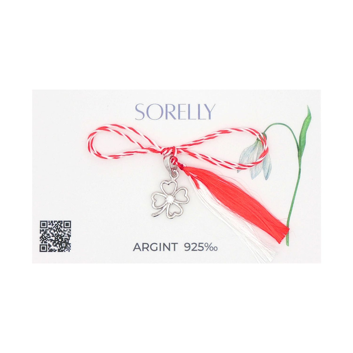 Martisor Pandantiv Argint Trifoi cu Piatra Alba