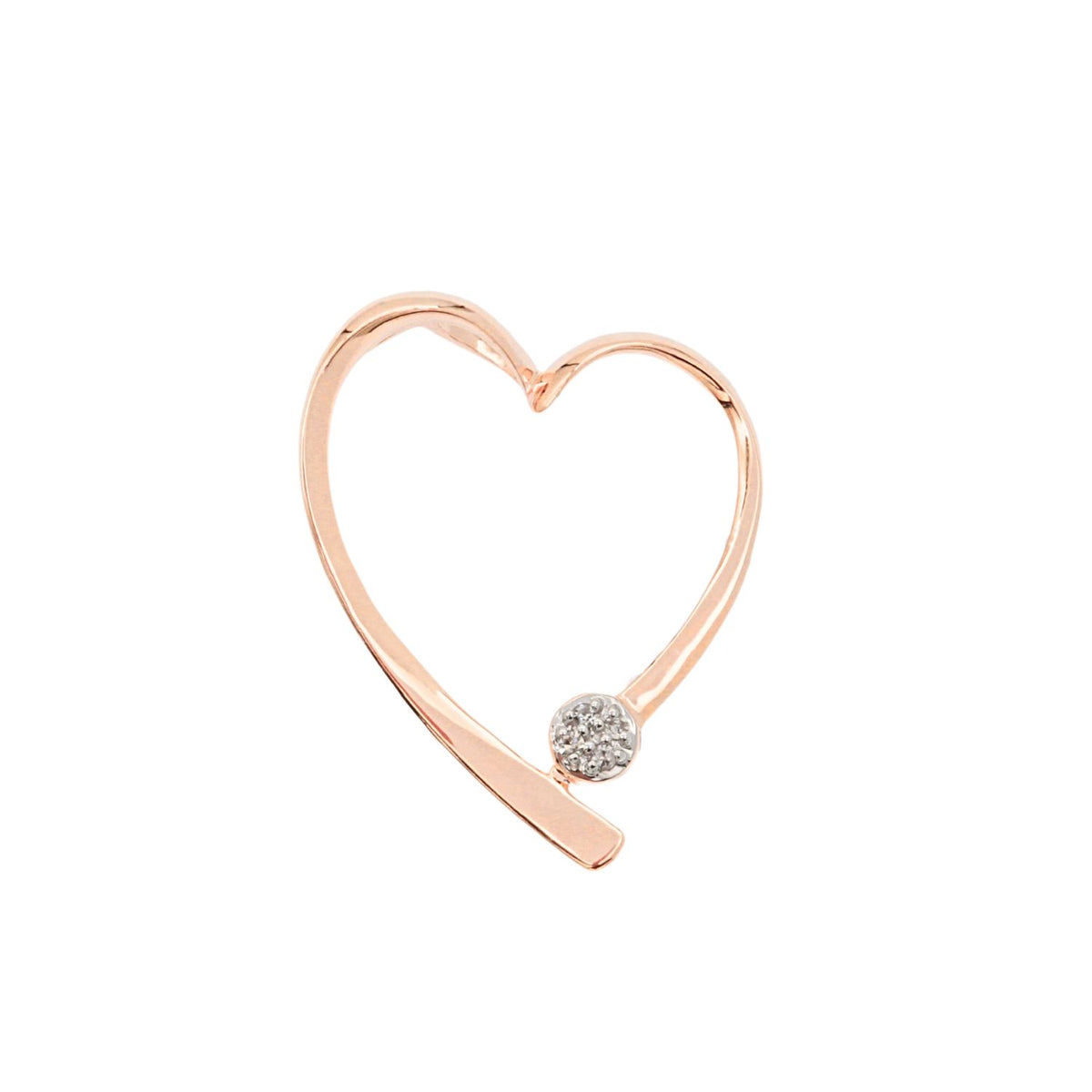 Pandantiv Aur Roz 14k Inima cu Diamante 0.011ct