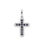 Pandantiv Aur Alb 14k Cruce cu Diamante 0.132ct si Safire 0.352ct - SORELLY