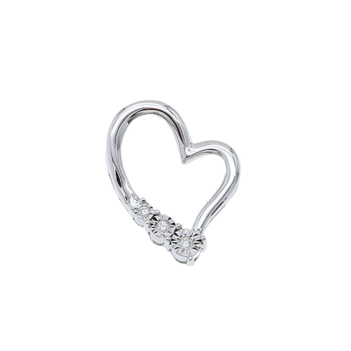 Pandantiv Aur Alb 14k Inima cu Diamante 0.025ct