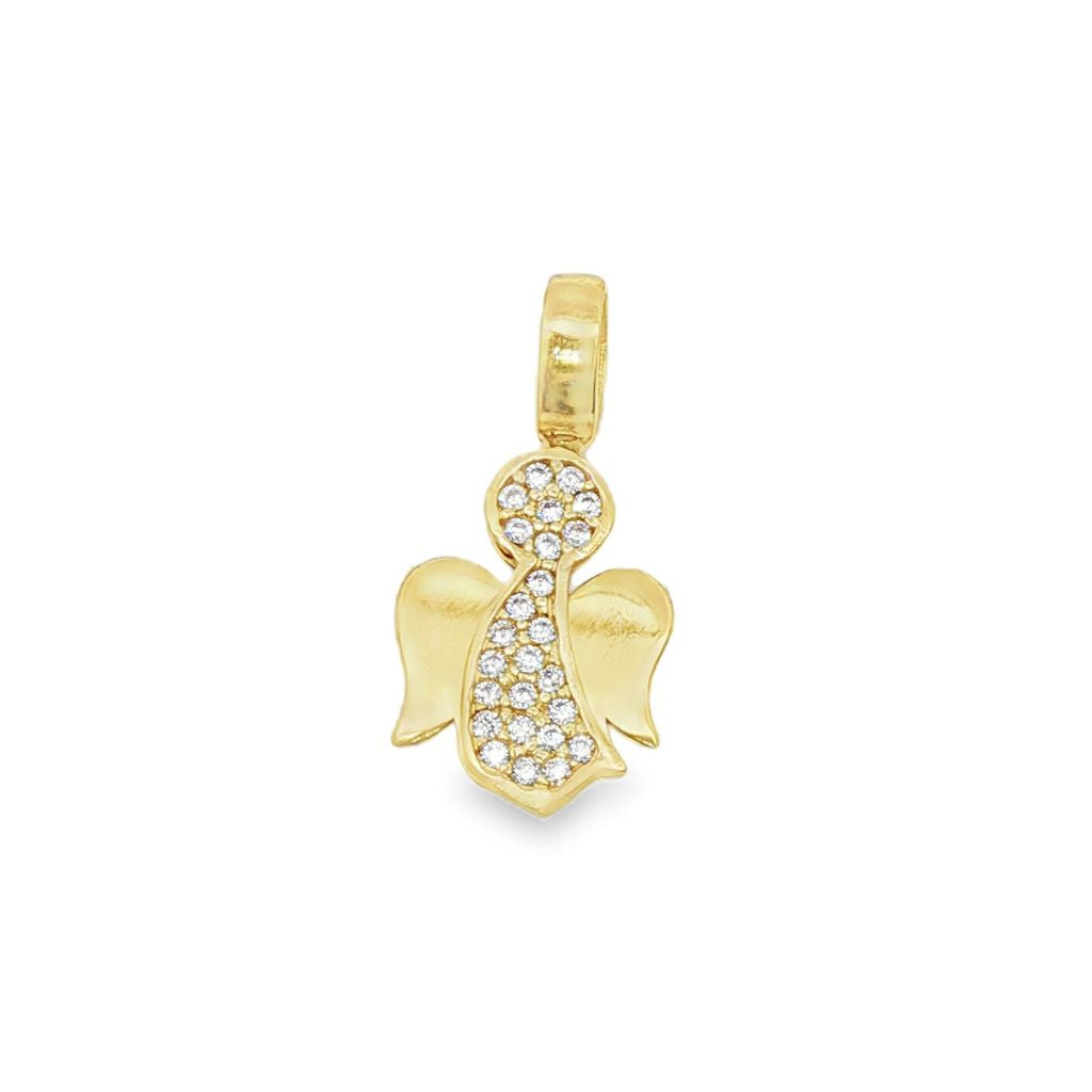 Pandantiv Aur 14k Ingeras cu Pietre Zirconia