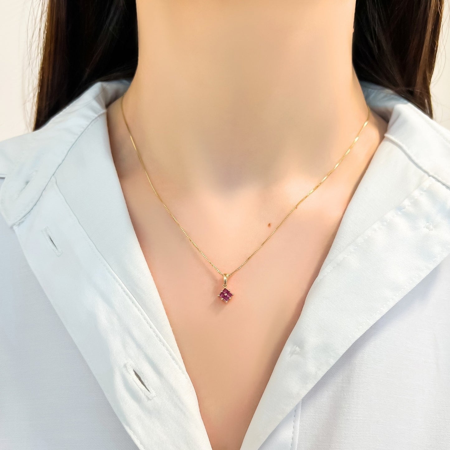 Pandantiv Aur Roz 14k cu Rubin 0.264ct