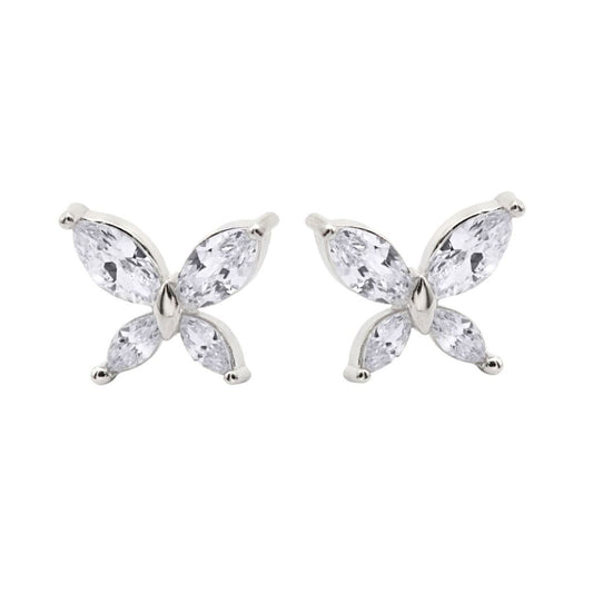 Cercei Argint Fluture cu Pietre Zirconia