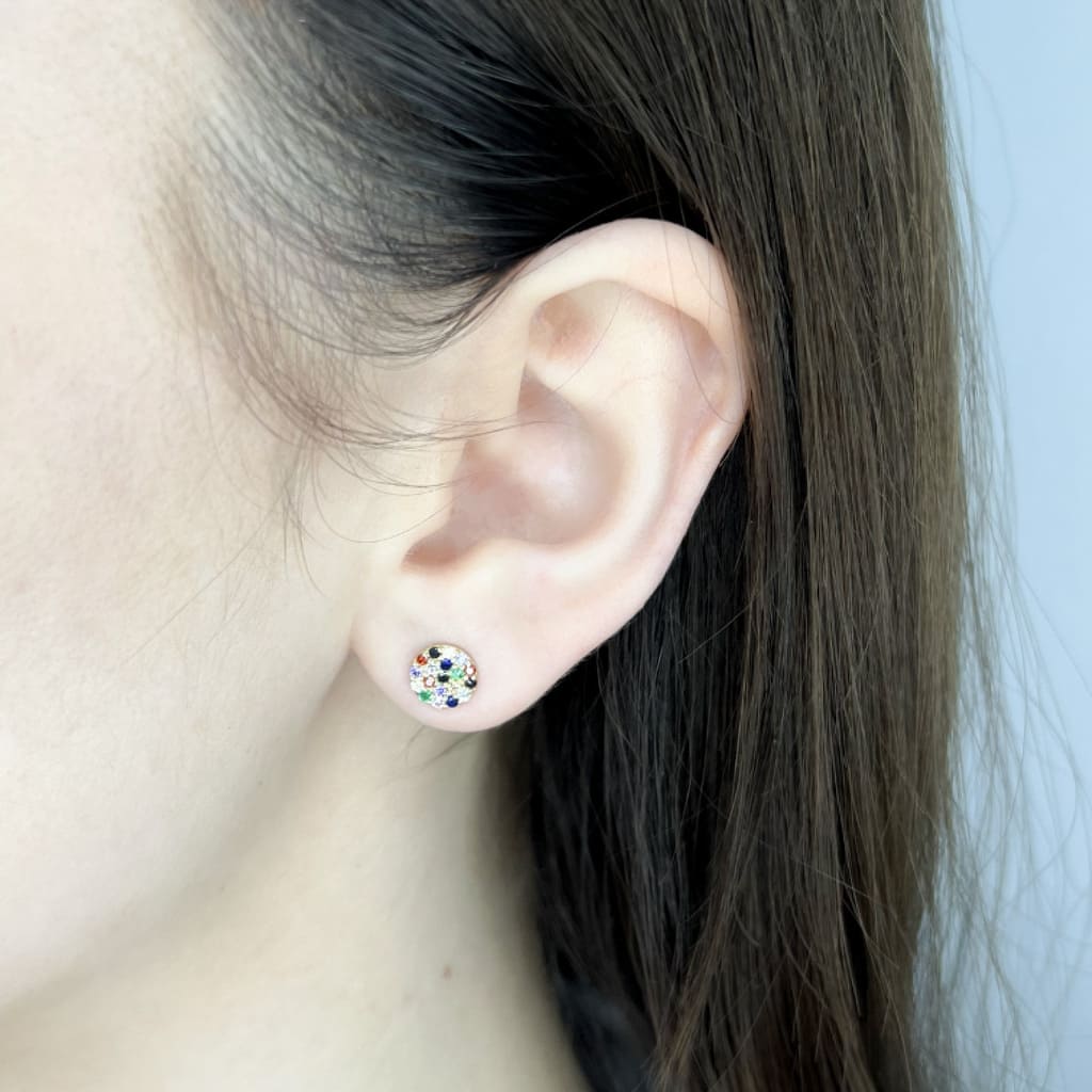 Cercei Aur 14k Banut cu Pietre Multicolore