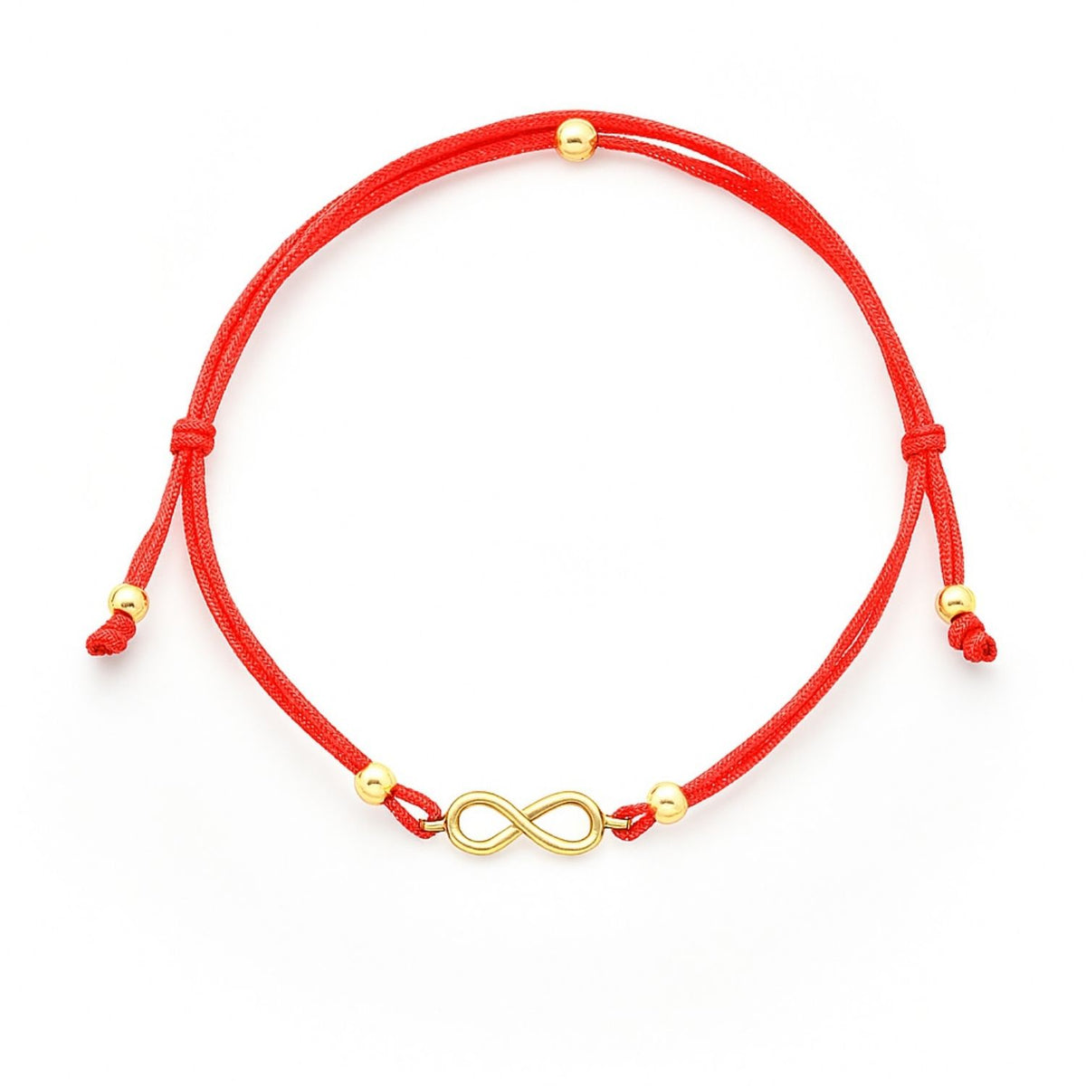 Martisor Bratara Snur Rosu Aur 14k Infinit si Bilute