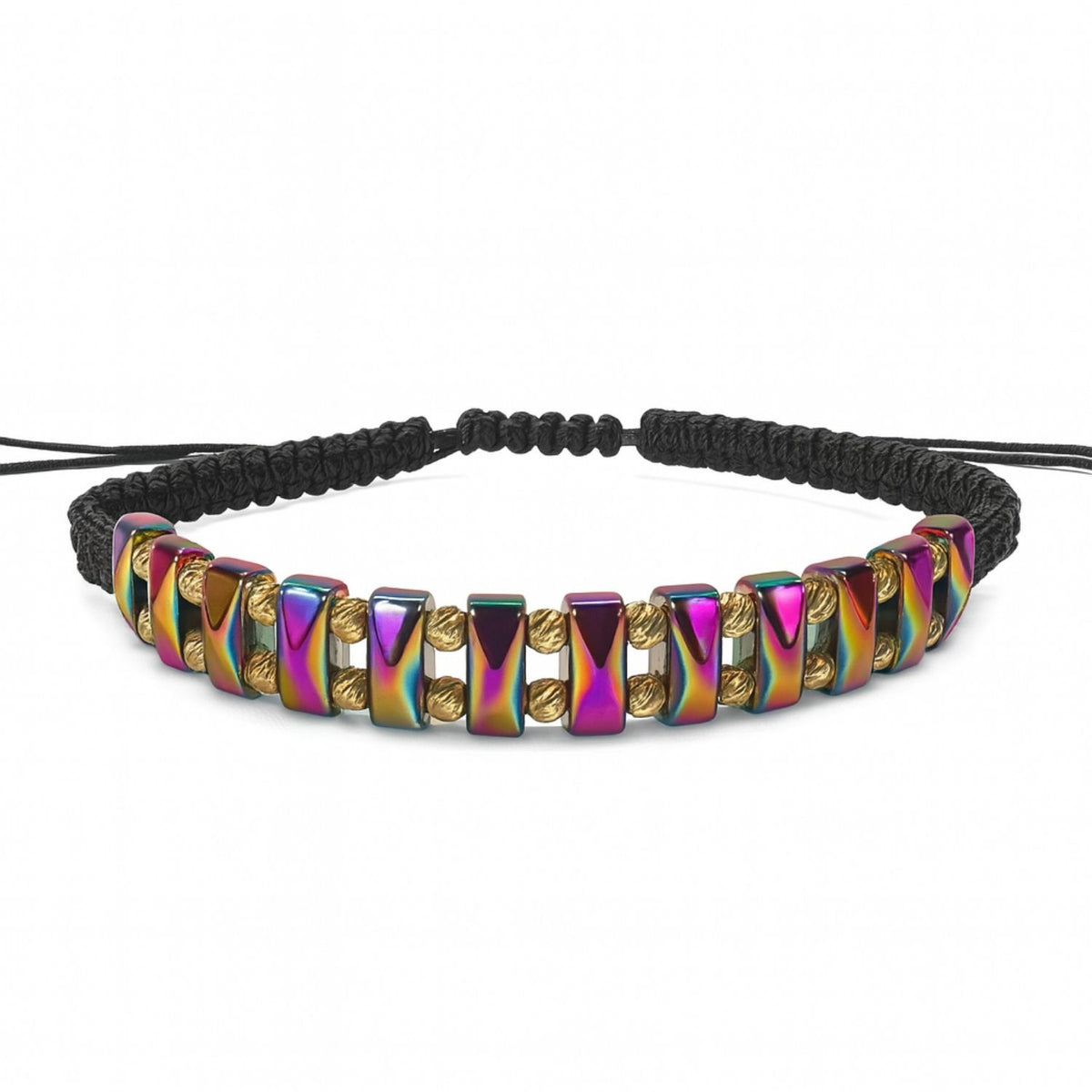 Bratara Snur cu Bile Aur 14k si Hematit Multicolor