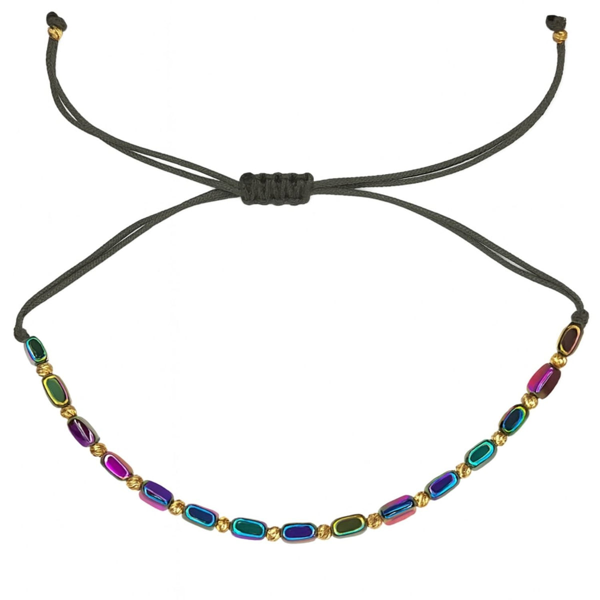 Bratara Snur cu Bile Aur 14k si Hematit Multicolor 2.5mm