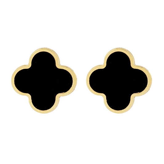 Cercei Aur 14k Floare cu Onix