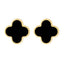 Cercei Aur 14k Floare cu Onix