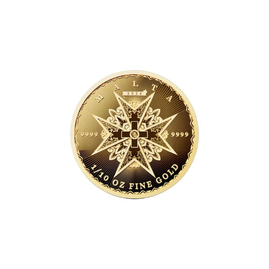 Moneda Aur 24k 1/10 uncie Cruce Malteza 2024