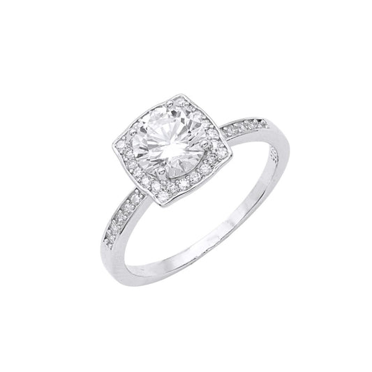 Inel Argint Square Solitaire Halo