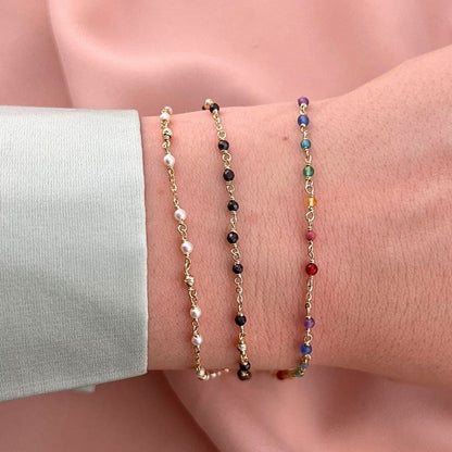 Bratara Aur 14k cu Bile si Pietre Rainbow