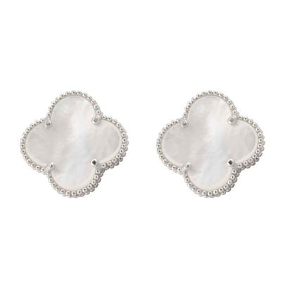 Cercei Argint Floare cu Sidef 1 cm