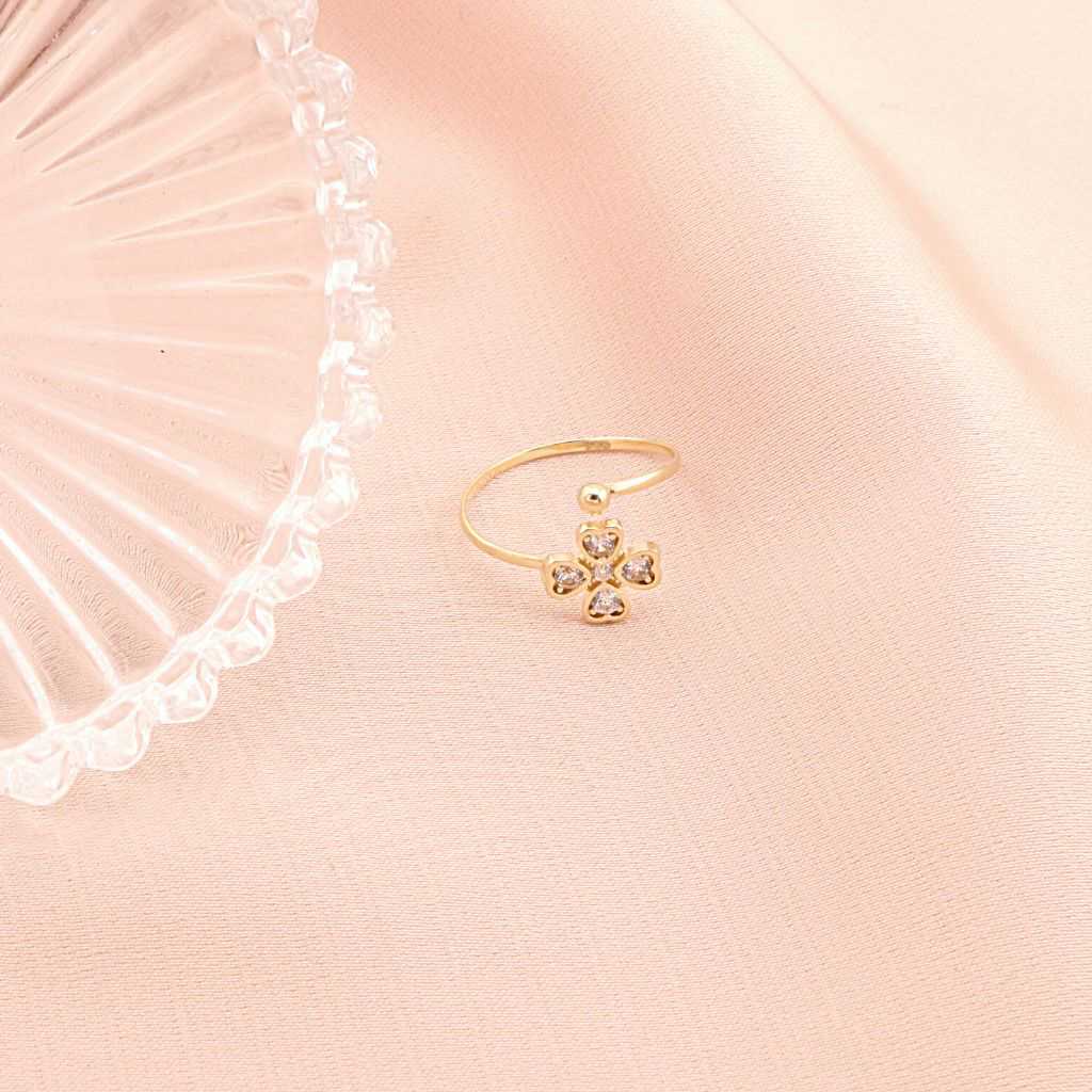 Inel Aur 14k Trifoi cu Pietre Zirconia