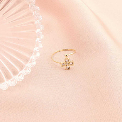 Inel Aur 14k Trifoi cu Pietre Zirconia