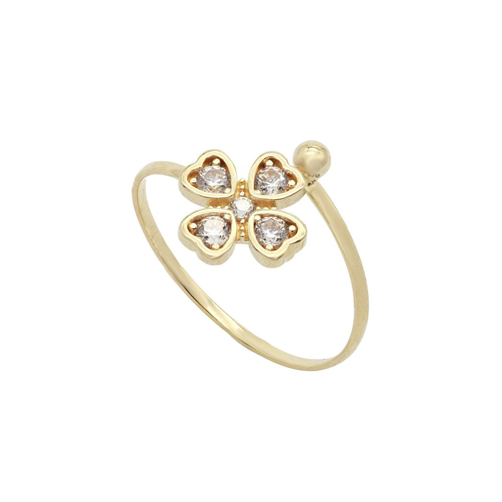 Inel Aur 14k Trifoi cu Pietre Zirconia