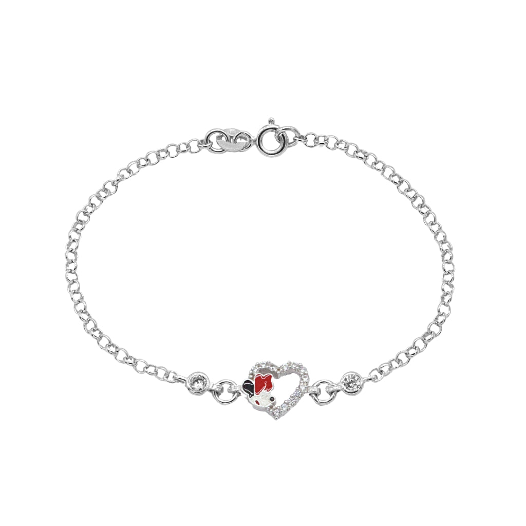 Bratara Argint Copii Minnie si Inima cu Zirconii