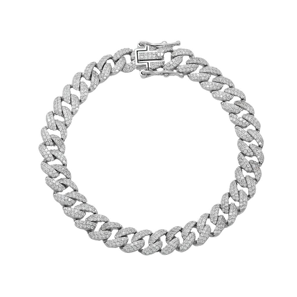 Bratara Argint Cuban Link 8mm cu Zirconia