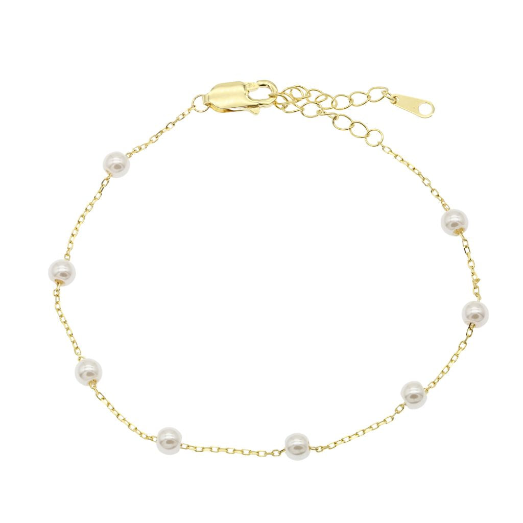Bratara Argint Placat cu Aur 14k cu Perle
