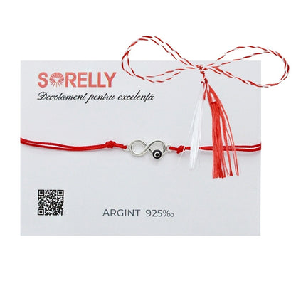 Martisor Bratara Argint Snur Rosu cu Infinit si Ochi de Deochi