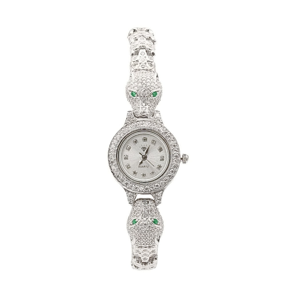 Ceas Argint The Panther cu Pietre Zirconia