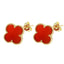 Cercei Argint Placat cu Aur Floare Rosie