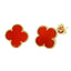 Cercei Argint Placat cu Aur Floare Rosie