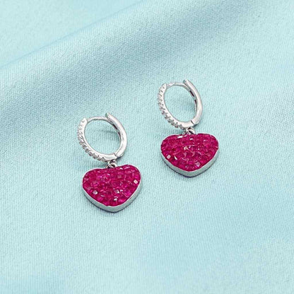 Cercei Argint Veriga Red Heart