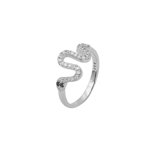 Inel Argint Minimalist Snake cu Pietre Zirconia