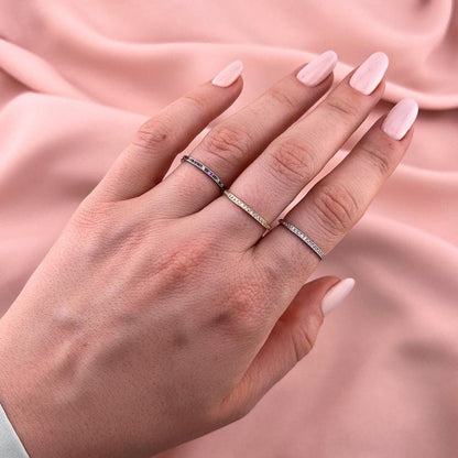 Inel Aur 14k Eternity cu Pietre Albe 1mm