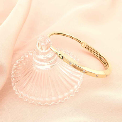Bratara Aur 14k Fixa Lock Bangle cu Pietre Zirconia