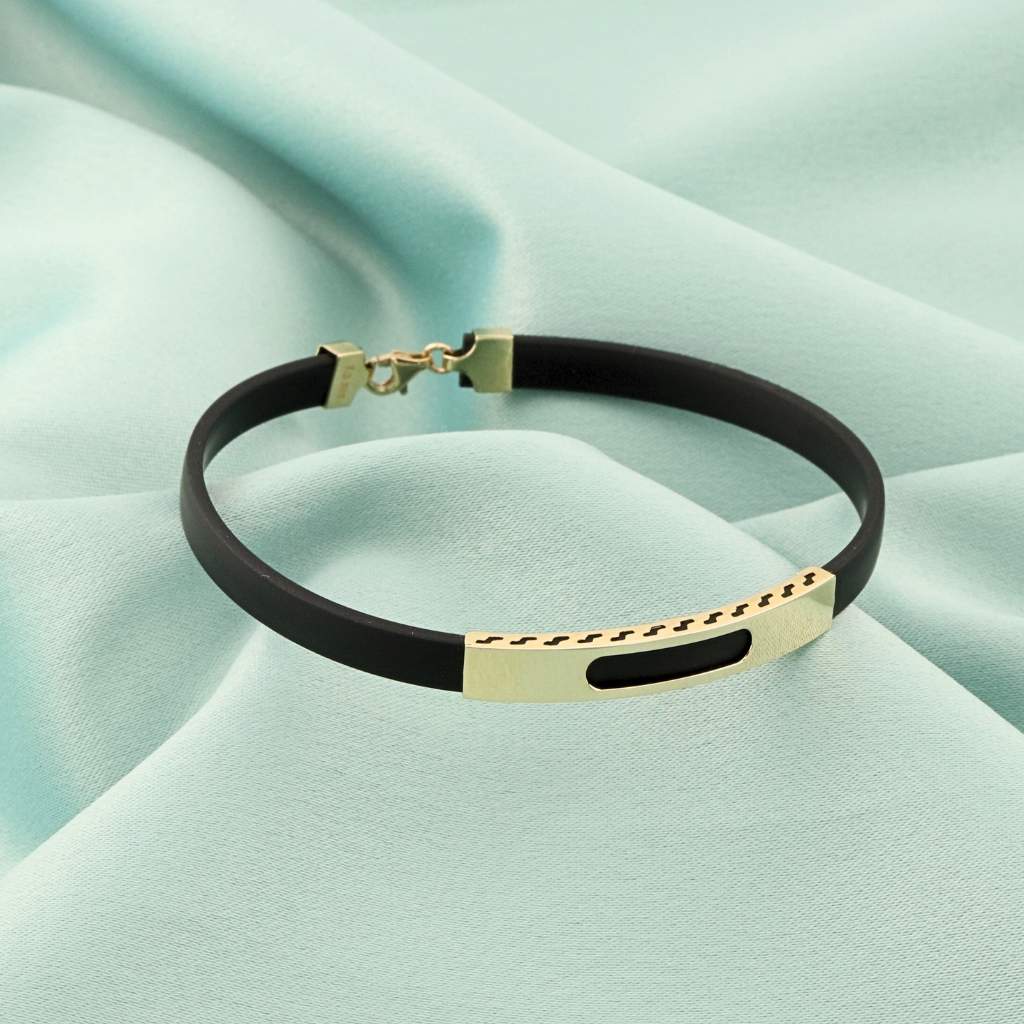 Bratara Aur 14k Silicon cu Placuta cu Model Geometric