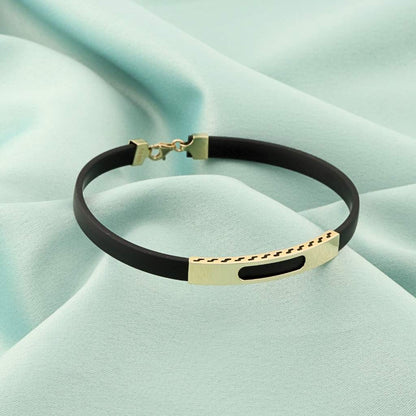 Bratara Aur 14k Silicon cu Placuta cu Model Geometric