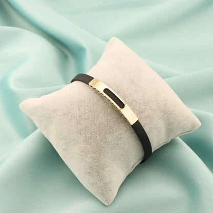Bratara Aur 14k Silicon cu Placuta cu Model Geometric