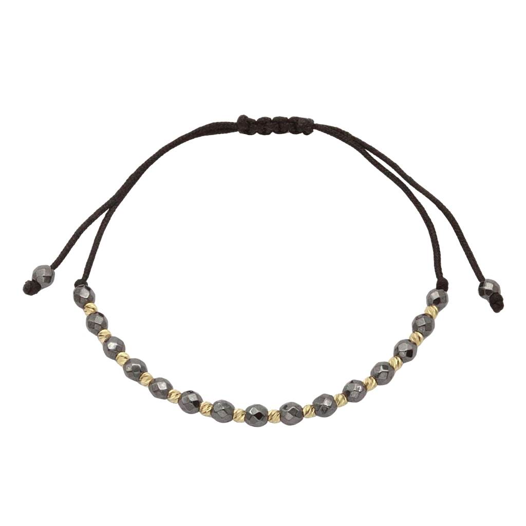Bratara Aur 14k Snur cu Hematit Gri 4mm