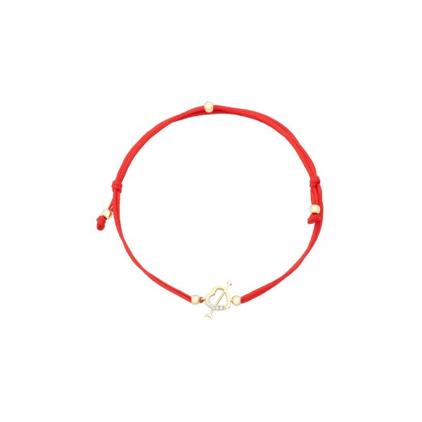 Bratara Aur 14k Snur Rosu Arrow Heart