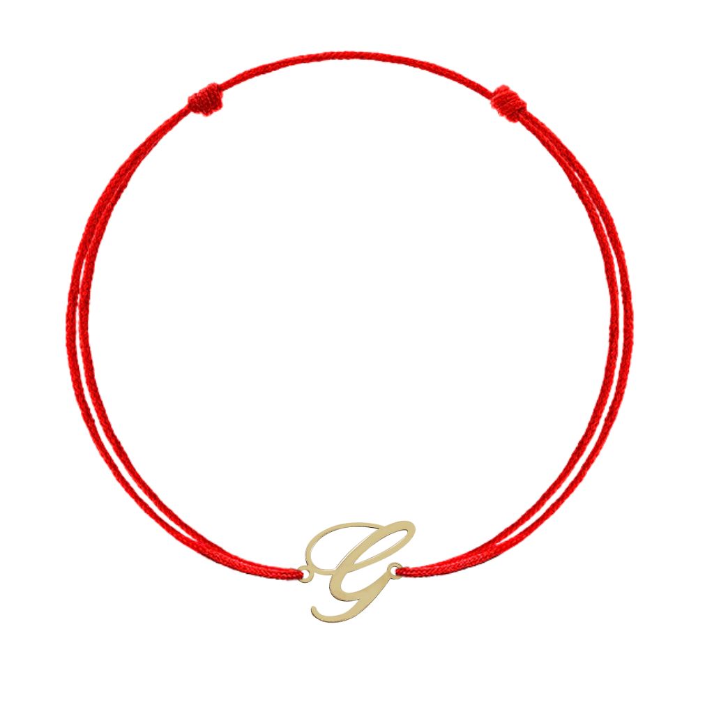 Bratara Aur 14k Snur Rosu Litera G 1.7 cm
