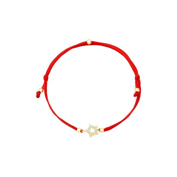 Bratara Aur 14k Snur Rosu Stea cu Pietre Zirconia