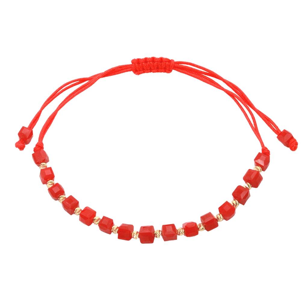 Bratara Aur 14k Snur si Cristale Rosii
