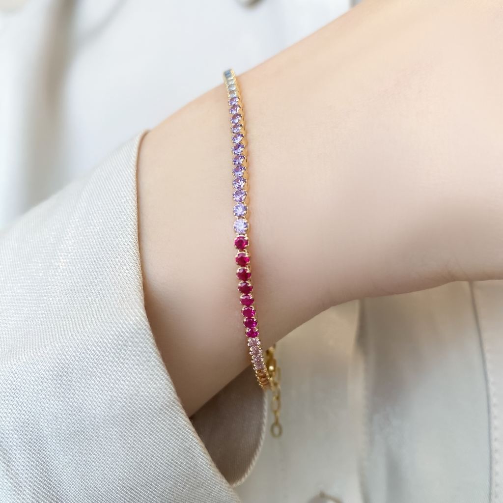 Bratara Aur 14k Tennis cu Pietre Multicolore