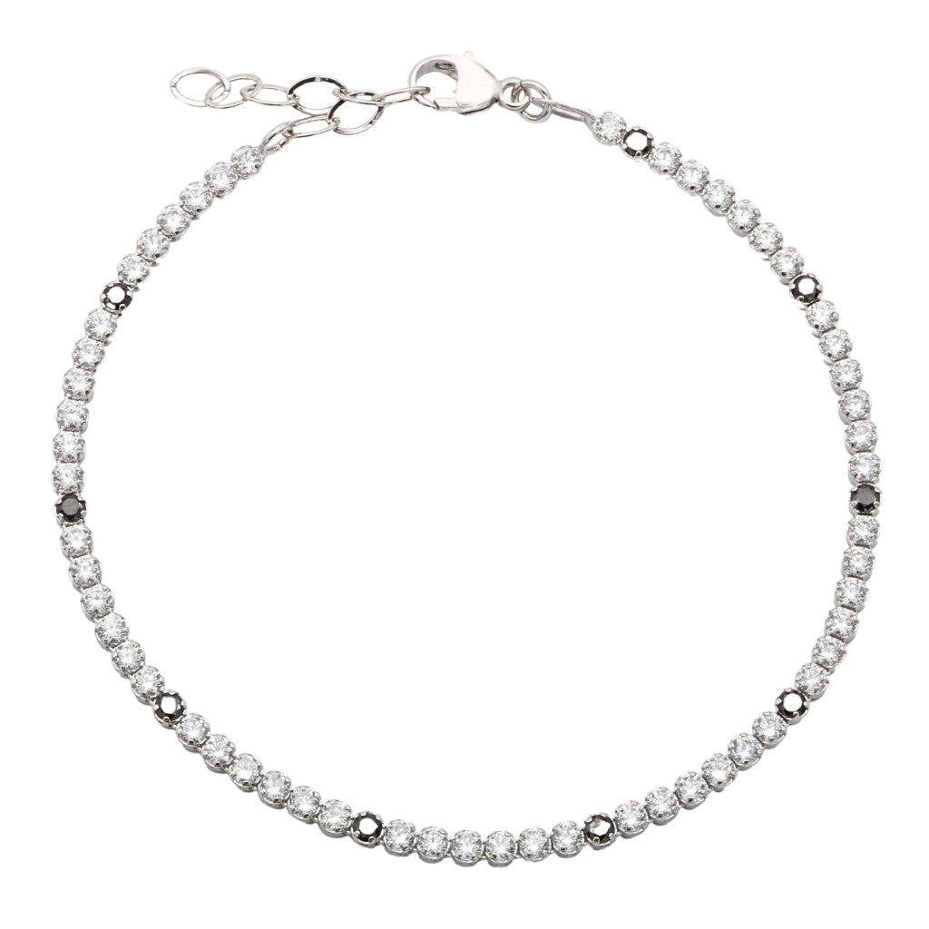 Bratara Aur Alb 14k Tennis Black & White